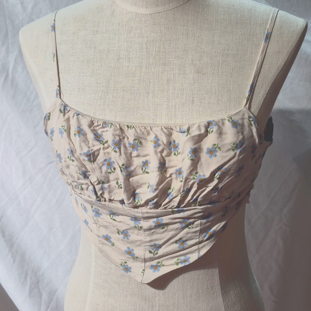 PacSun Kylie & Kendall Bandeau Hankerchief Floral Print Tie Tank Top XS